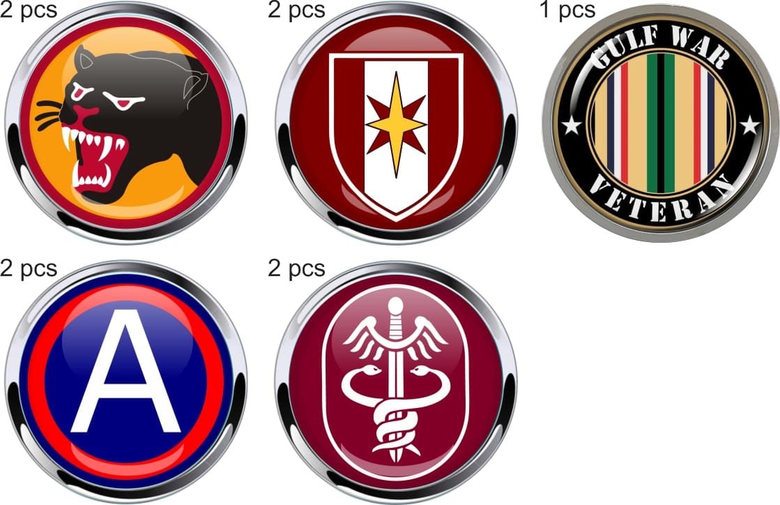 Set of 9 military emblems